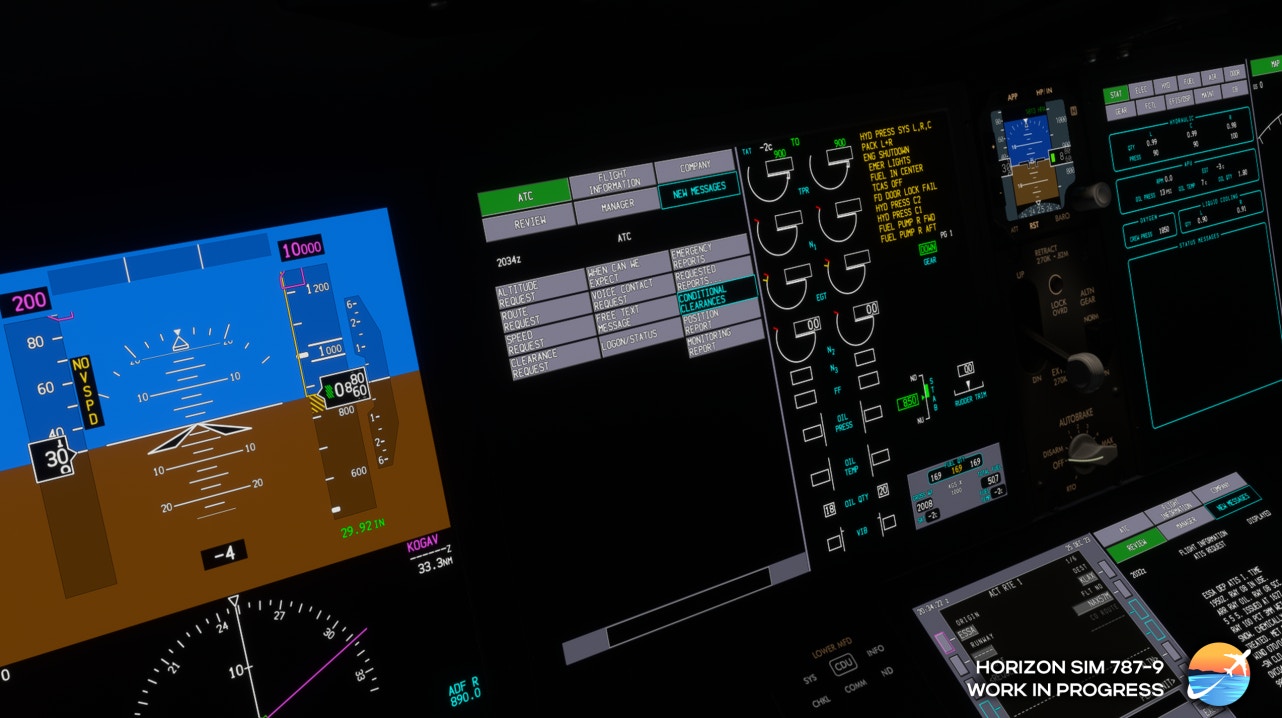 Horizon Simulation ajoute la fonctionnalité ACARS/CPDLC de Hoppie à son 787-9